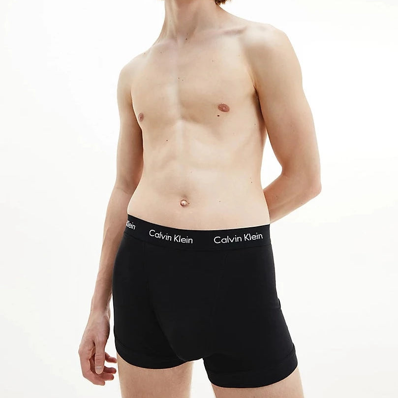 Calvin Klein 5 Pack Cotton Stretch - Normal Rise Trunks ( Black / Black Waistband )