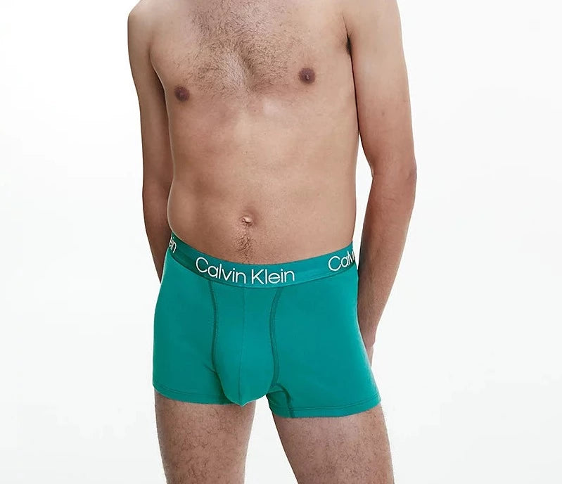 Calvin Klein 3 Pack Modern Structure Trunks - Turquoise/ Pista/ Biege