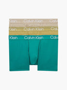 Calvin Klein 3 Pack Modern Structure Trunks - Turquoise/ Pista/ Biege