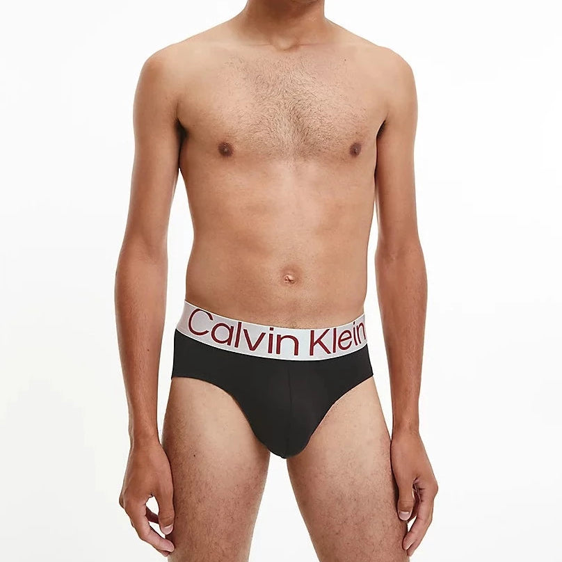 Calvin Klein 3 Pack Steel Micro Hip Briefs - B-Red Carpet/ White/ Tuffet Logos