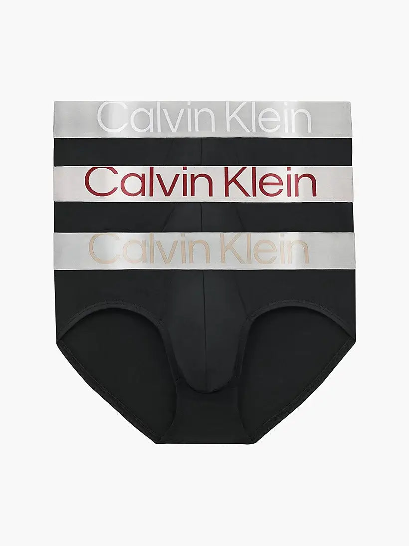 Calvin Klein 3 Pack Steel Micro Hip Briefs - B-Red Carpet/ White/ Tuffet Logos
