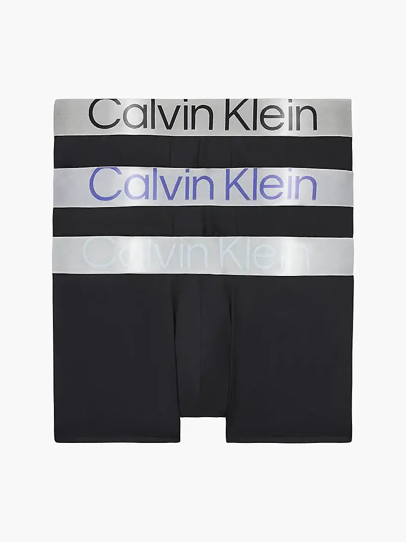 Calvin Klein 3 Pack Trunks - Steel Micro - Black/ Dark Lavender/ Zero Below