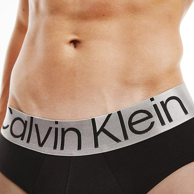Calvin Klein 3 Pack Steel Cotton Hip Briefs, Black