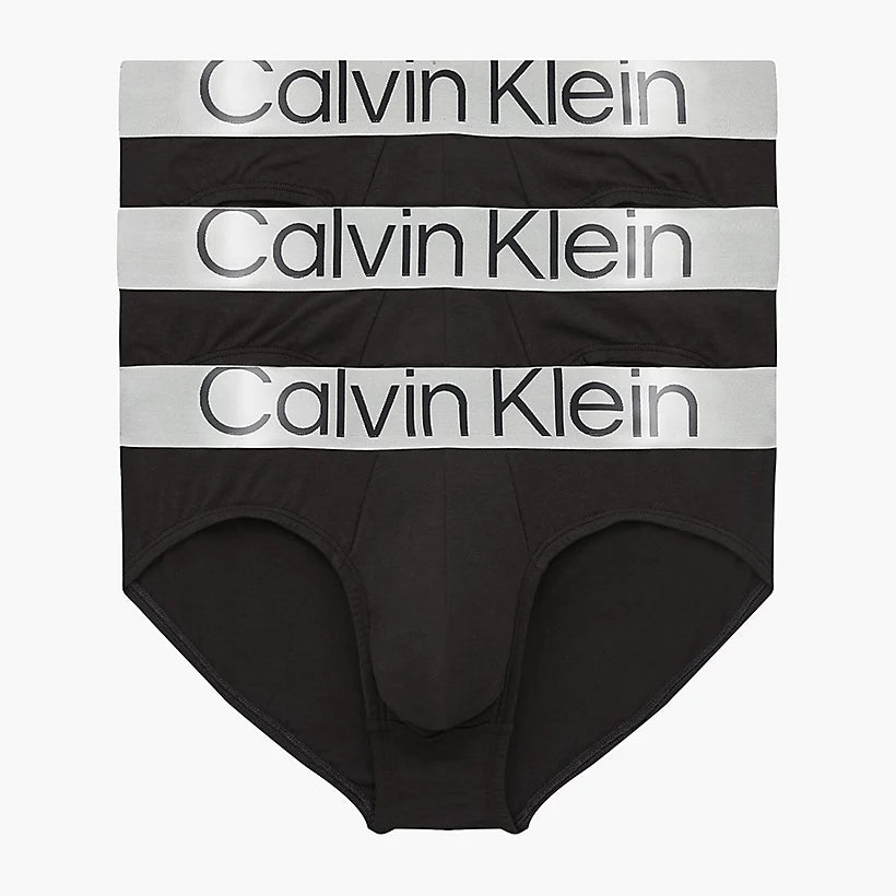Calvin Klein 3 Pack Steel Cotton Hip Briefs, Black
