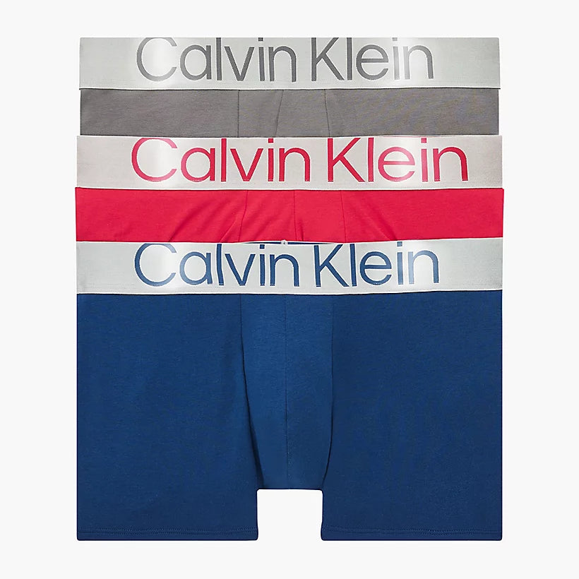 Calvin Klein - 3 Pack Trunks Steel Cotton - Grey/Berry/Blue