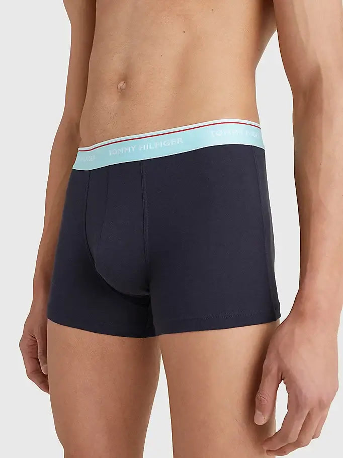 Tommy Hilfiger - 3 Pack Essential Trunks - Blue with Contrast Waistband