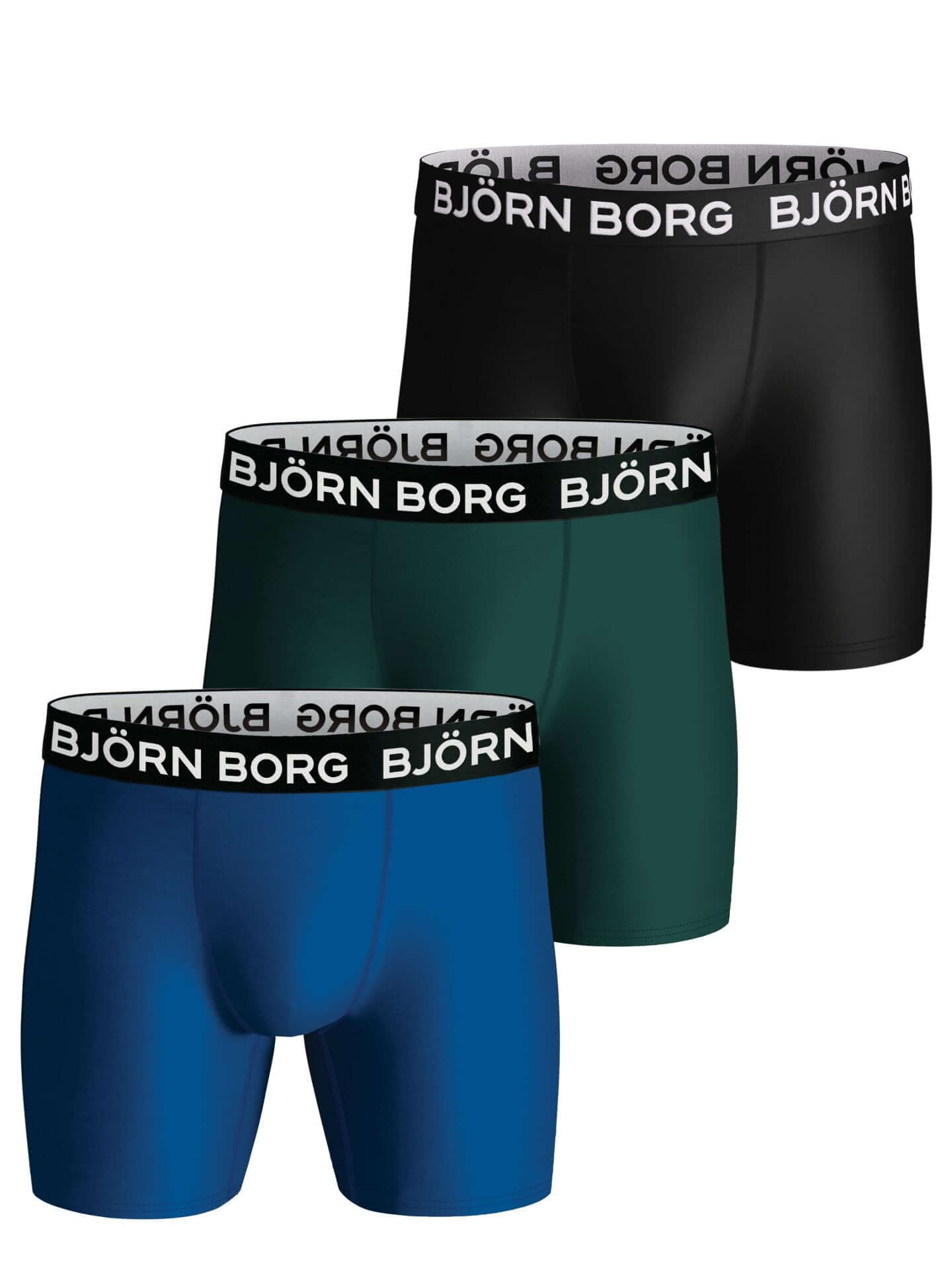Björn Borg 3 Pack Performance Boxer - Black / Green / Navy Blue