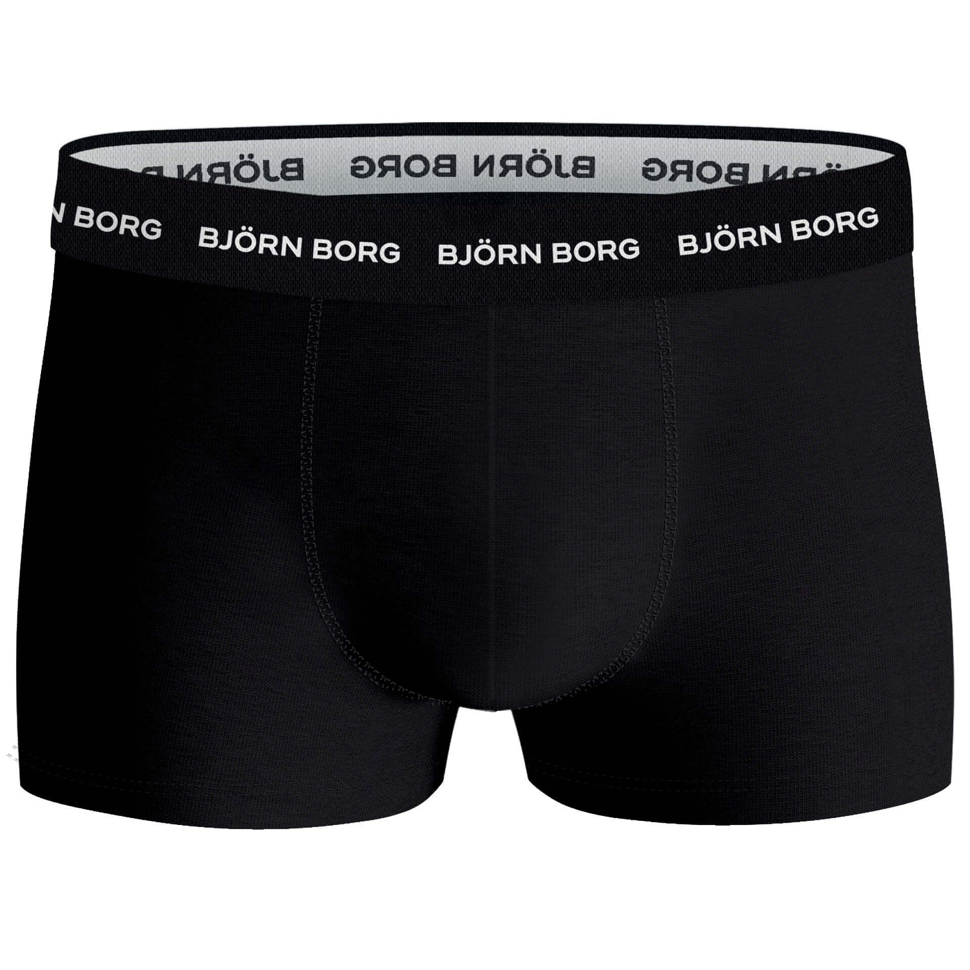 Björn Borg Men's Cotton Stretch Trunks 3 Pack - Black / Blue / White