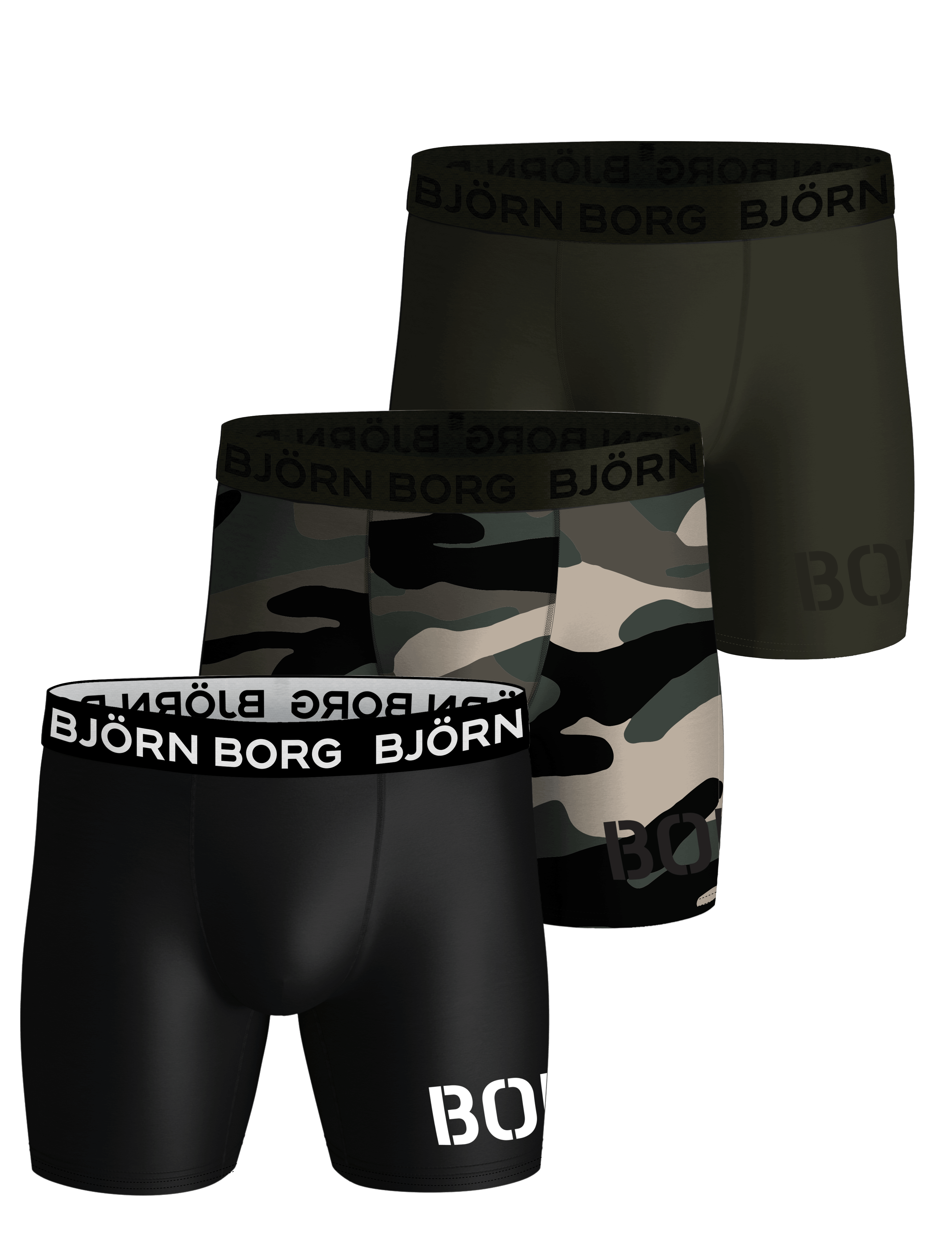 Björn Borg - 3 Pack Performance Boxer - Army Color