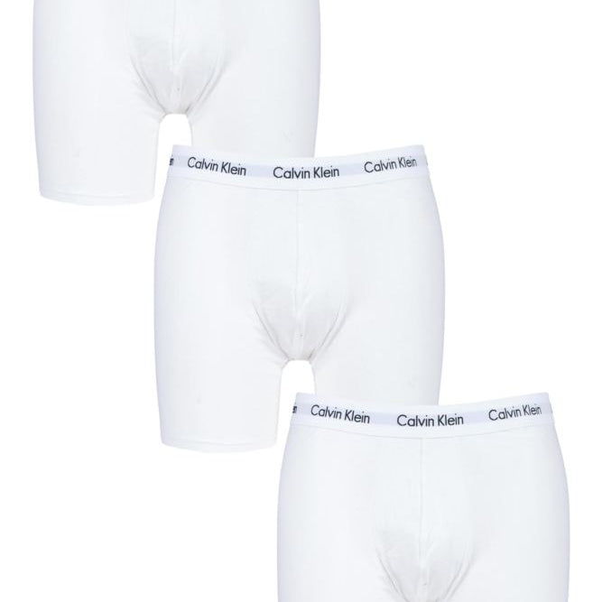 Calvin Klein 3 Pack Cotton Stretch - Longer Leg Boxer Brief Shorts ( WHITE )