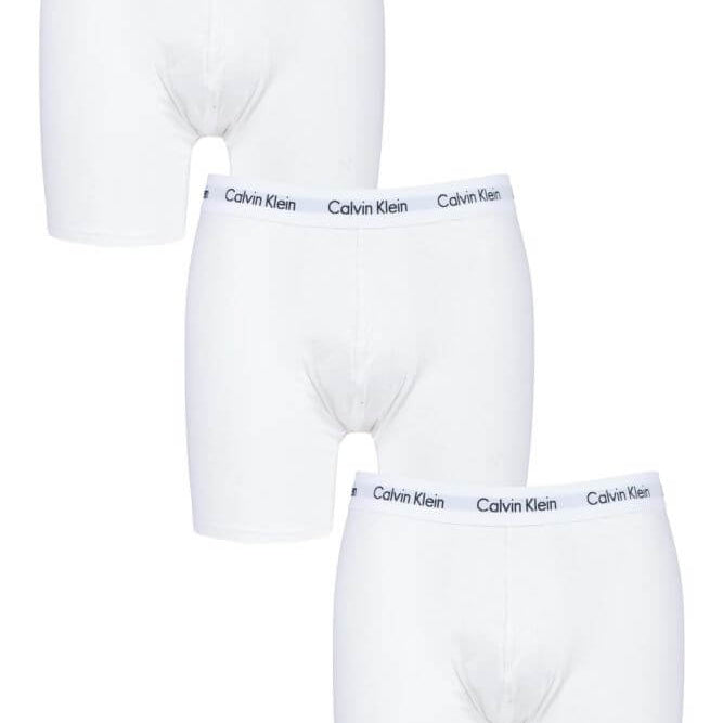 Calvin Klein 3 Pack Cotton Stretch - Longer Leg Boxer Brief Shorts ( WHITE )