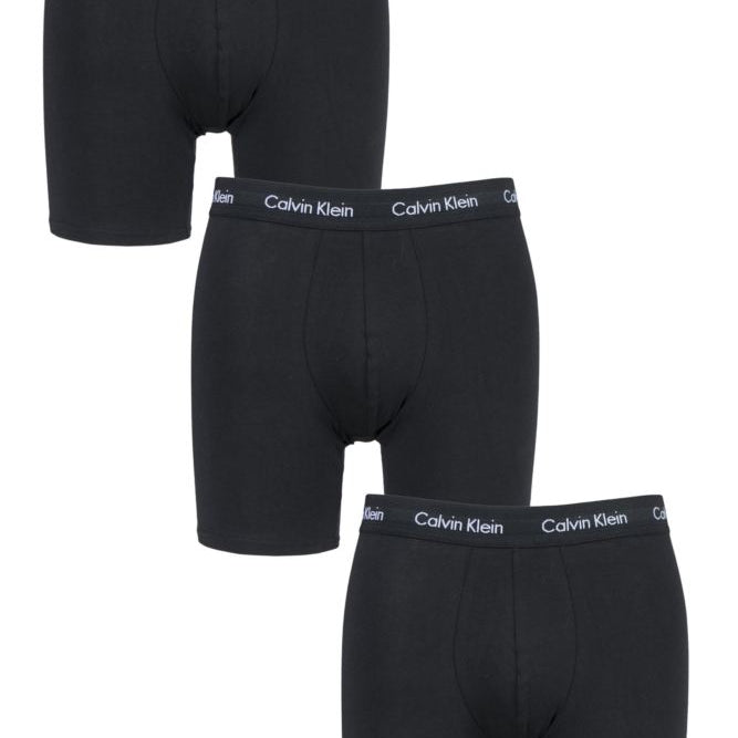 Calvin Klein 3 Pack Cotton Stretch Boxer Briefs - Black / Black, 000NB1770A