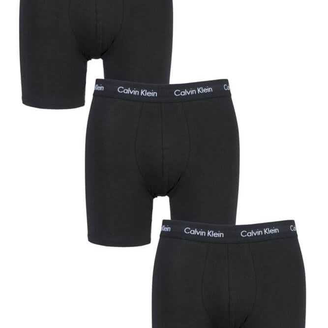 Calvin Klein 3 Pack Cotton Stretch Boxer Briefs - Black / Black, 000NB1770A