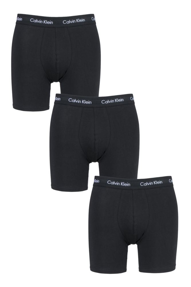 Calvin Klein 3 Pack Cotton Stretch Boxer Briefs - Black / Black, 000NB1770A
