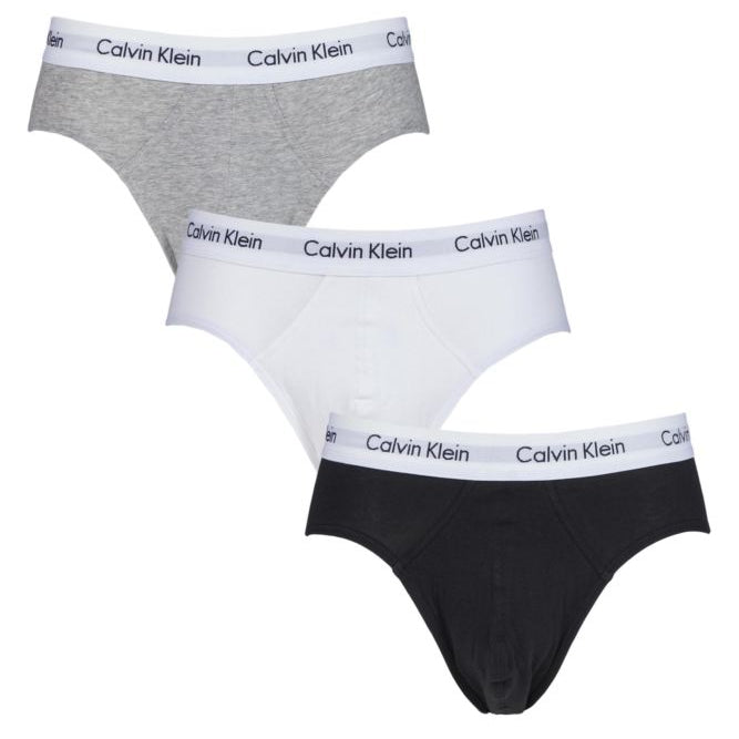 Calvin Klein 3 Pack Cotton Stretch – Hip Briefs ( Black / Grey / White )