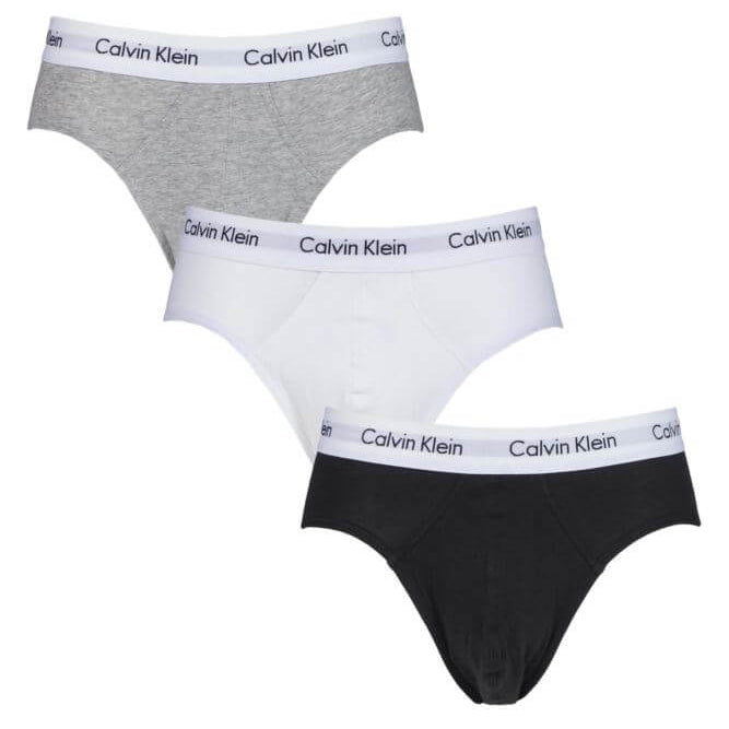 Calvin Klein 3 Pack Cotton Stretch – Hip Briefs ( Black / Grey / White )