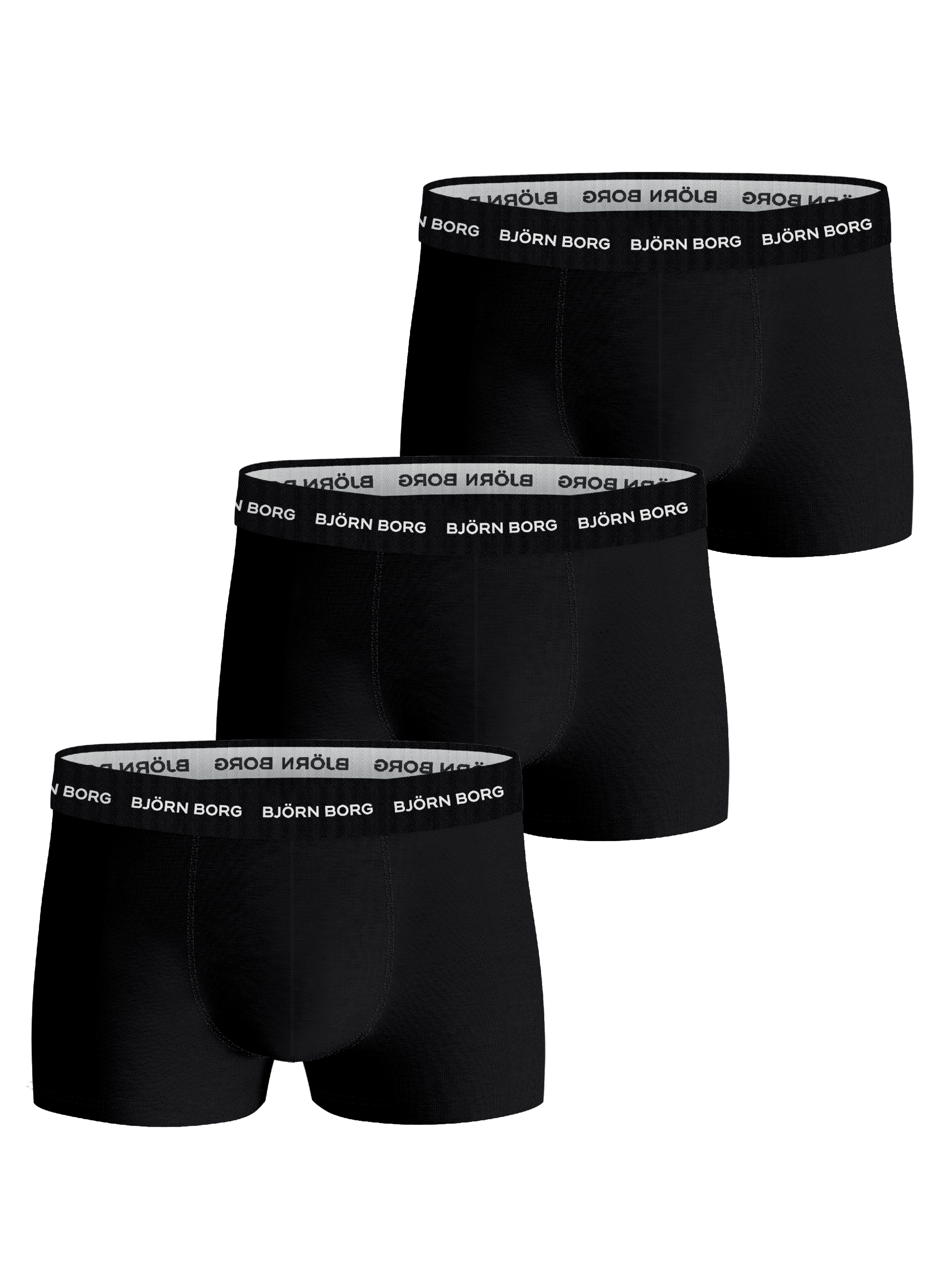 Björn Borg Cotton Stretch Trunks, Pack of 3, Black