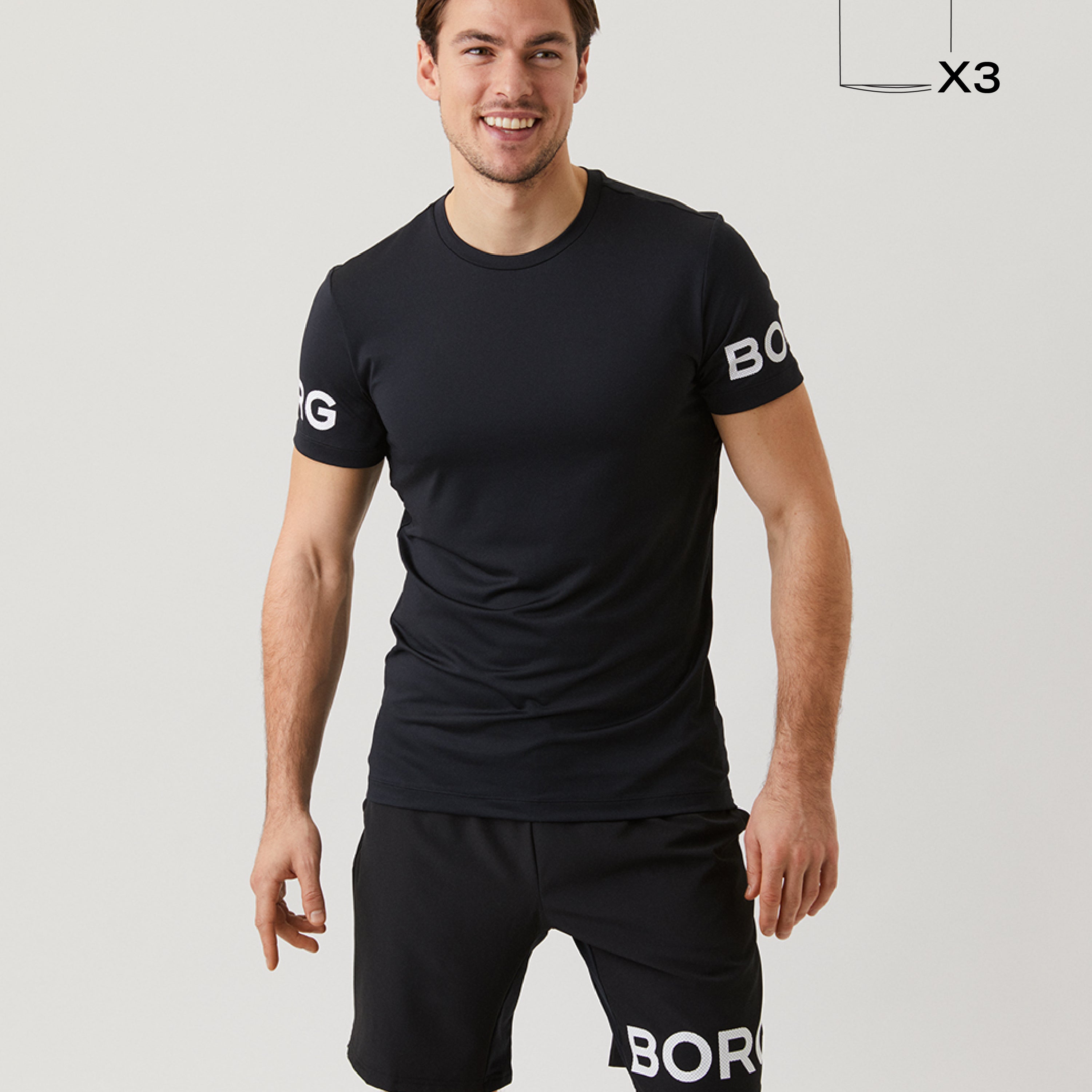 Borg Performance T-Shirt 3-pack - Black / Blue / Grape Wine