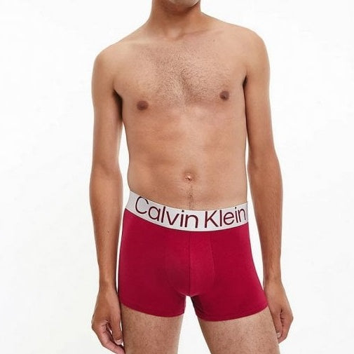 Calvin Klein 3 Pack Trunks - Steel Cotton - Red Carpet/Black/Grey Heather