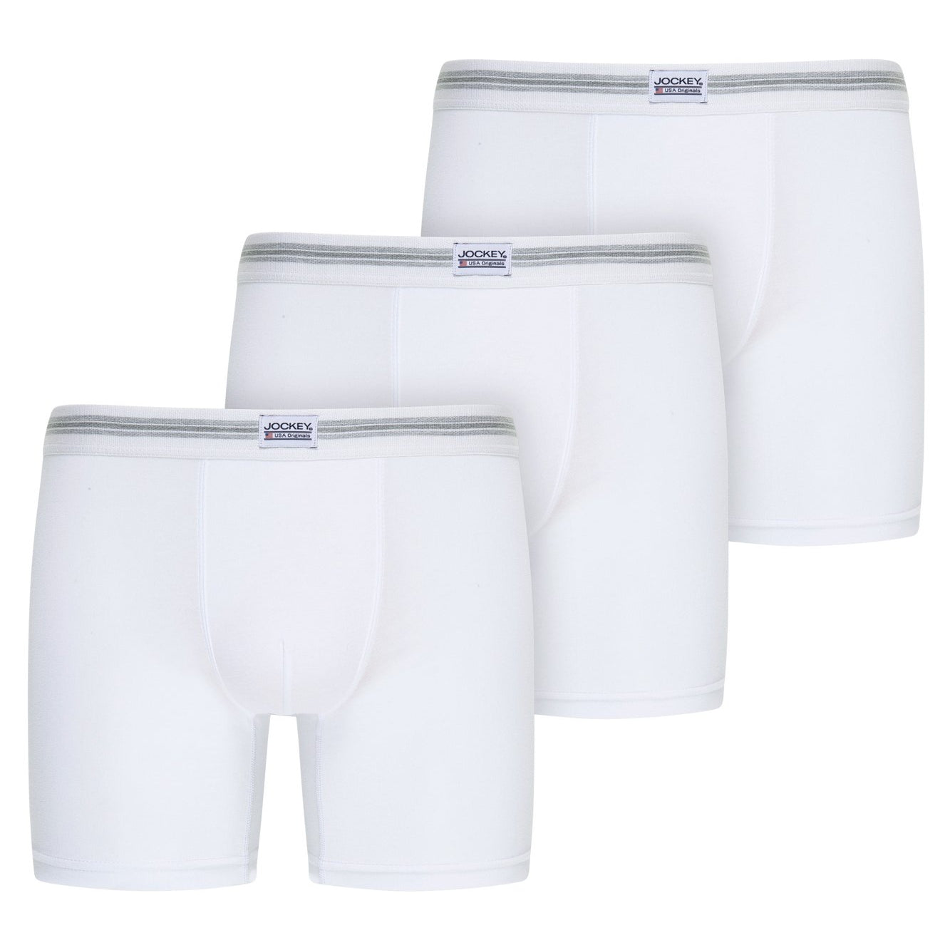 Jockey Cotton Stretch Boxer Trunk 3-Pack-White