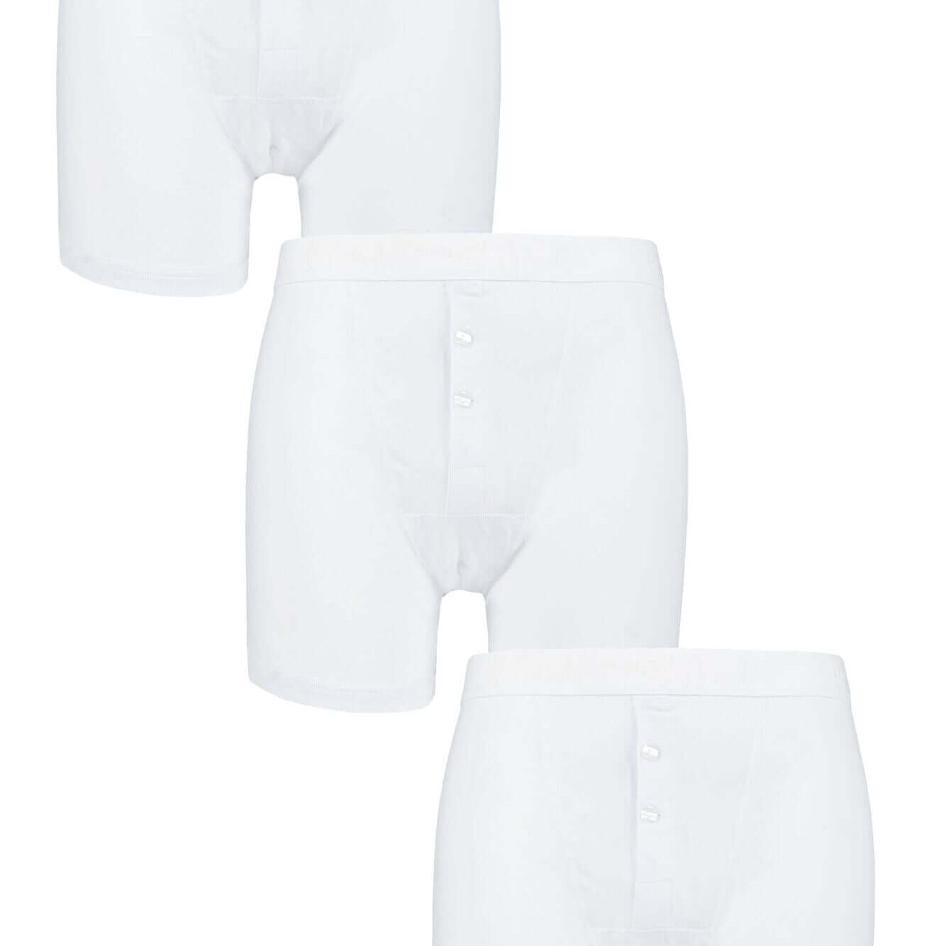 Pringle 3 Pack William Button Front Cotton Stretch Boxers – White