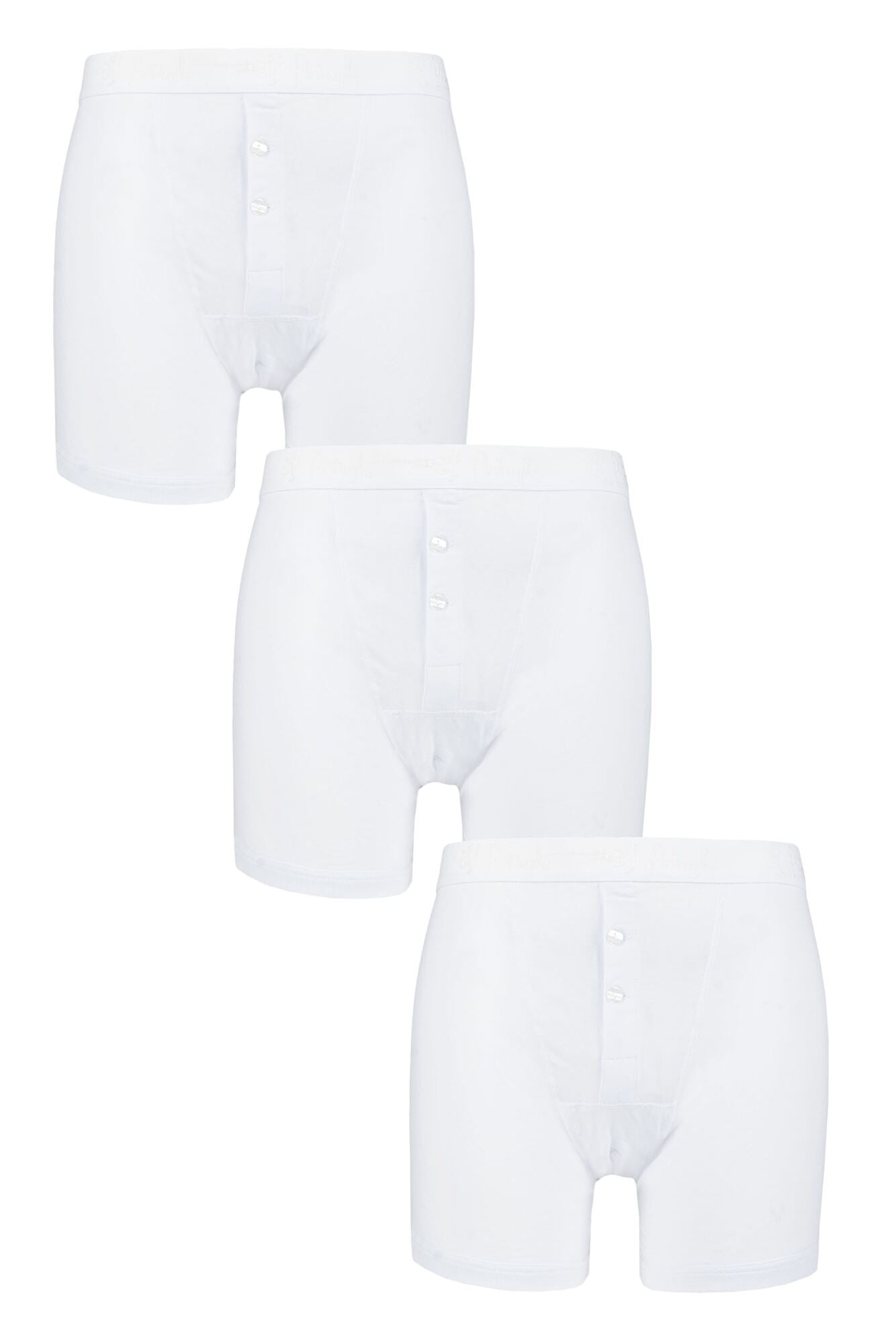 Pringle 3 Pack William Button Front Cotton Stretch Boxers – White