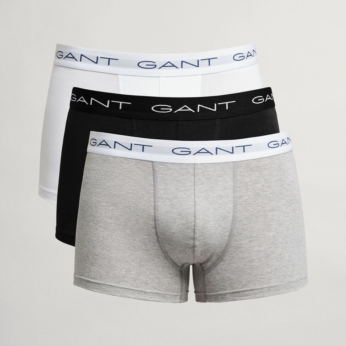 GANT - 3 Pack Stretch Cotton Trunks - Black/White/Grey