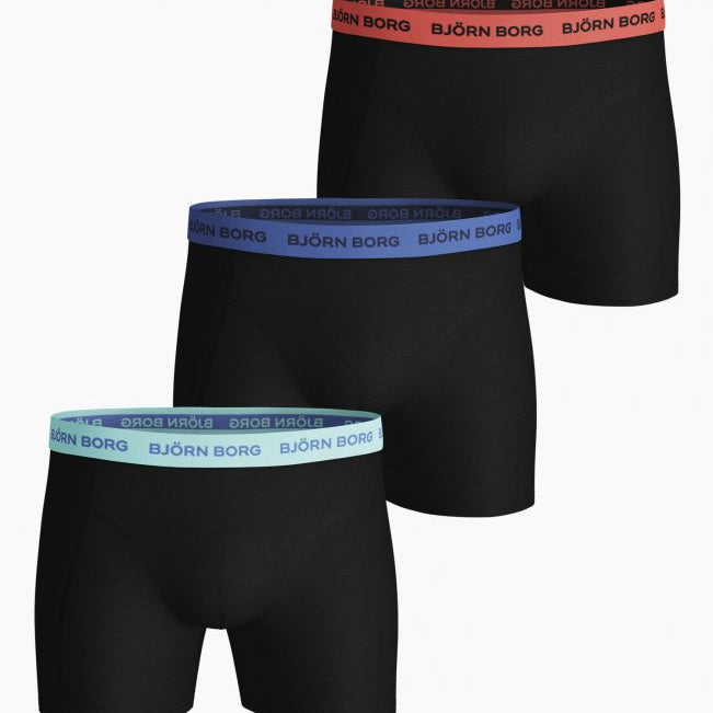 Björn Borg Men's Boxers - Solid Multi Sammy 3-PACK Black Beauty (All Black)