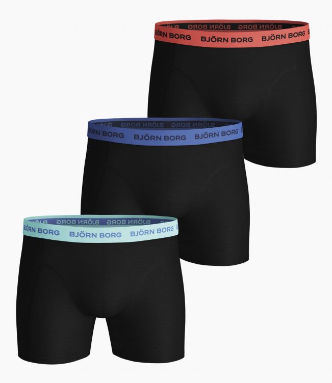 Björn Borg Men's Boxers - Solid Multi Sammy 3-PACK Black Beauty (All Black)