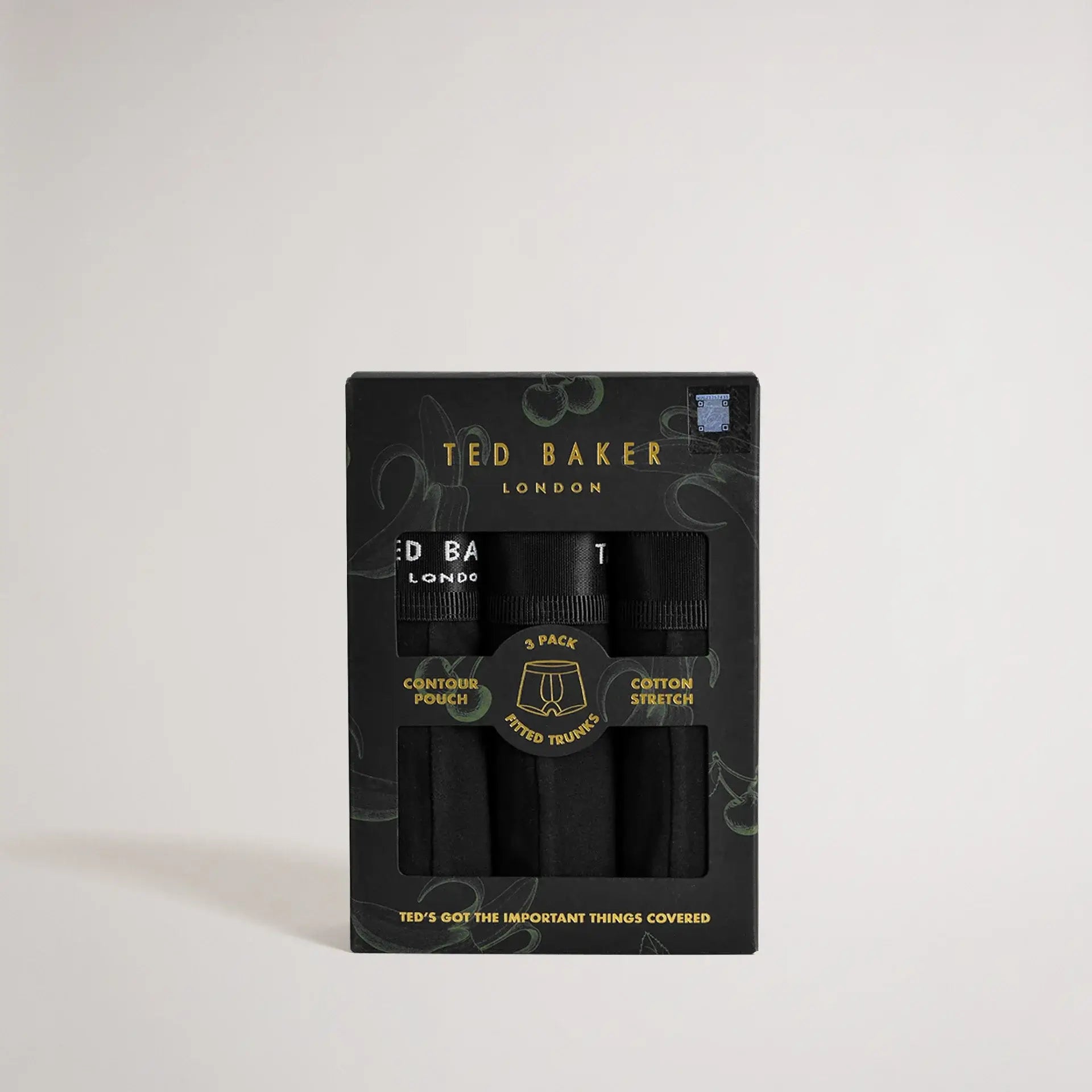 Ted Baker 3 Pack Fashion Cotton Stretch Solid Trunks - Black