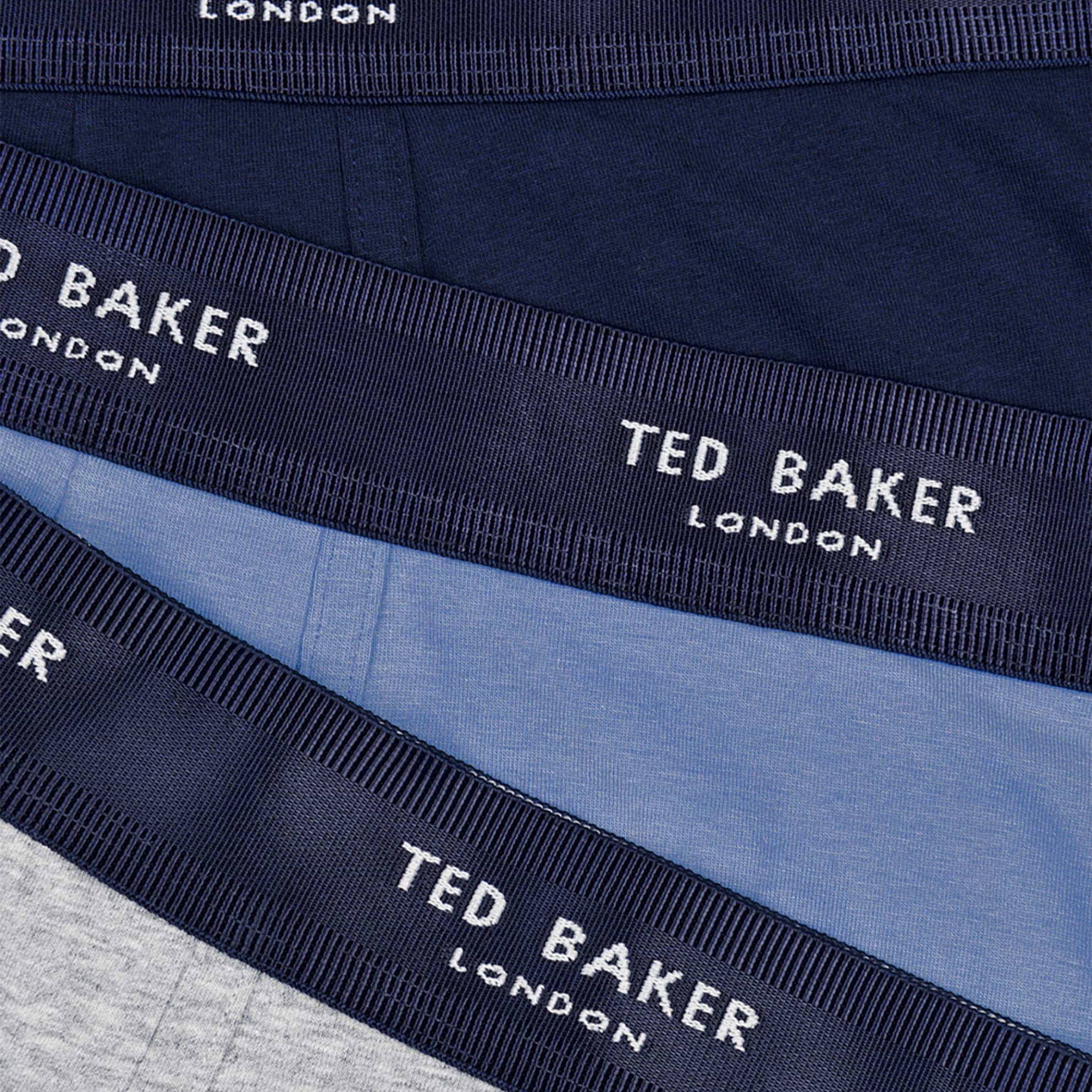 Ted Baker 3 Pack Cotton Stretch Fashion Trunks - Grey / Navy / Blue