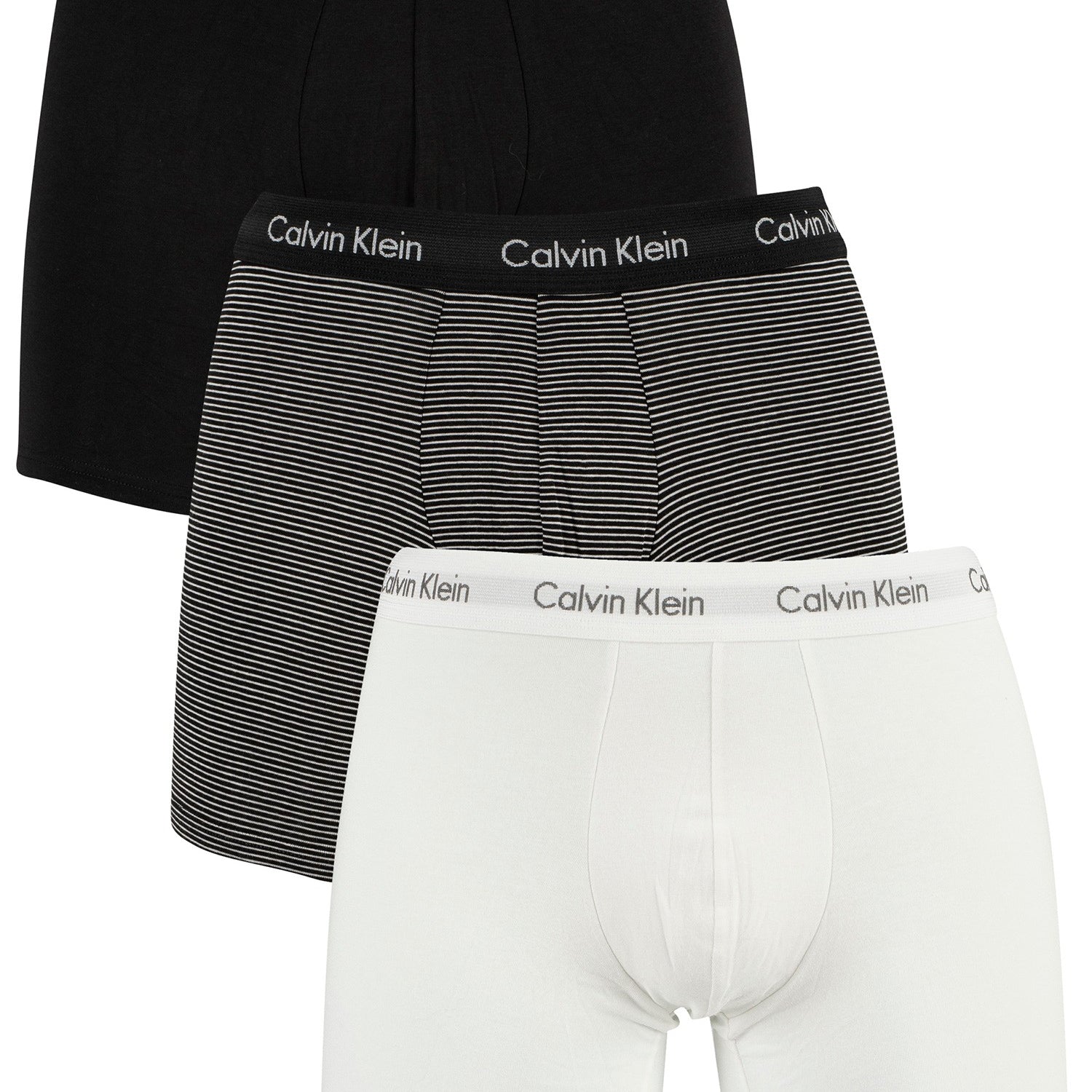 Calvin Klein Cotton Stretch 3 Pack Boxer Briefs - White / B&W Stripe / Black