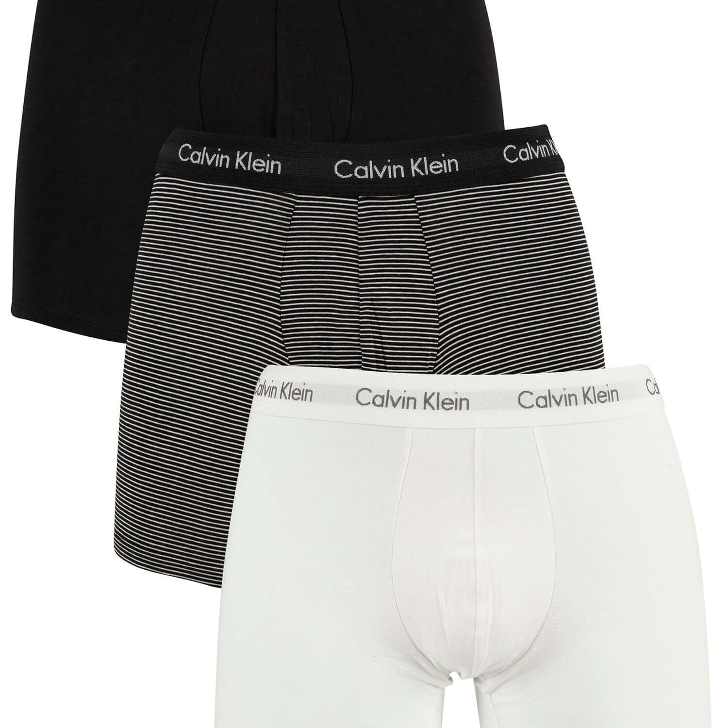Calvin Klein Cotton Stretch 3 Pack Boxer Briefs - White / B&W Stripe / Black
