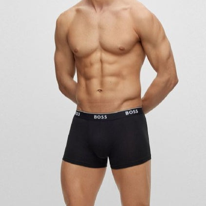 Boss 3 Pack of Stretch-Cotton Trunks - Black/Blue/Green