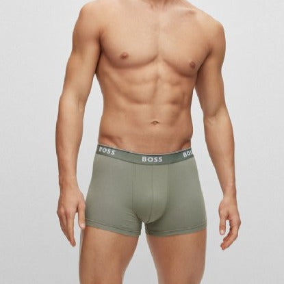 Boss 3 Pack of Stretch-Cotton Trunks - Black/Blue/Green