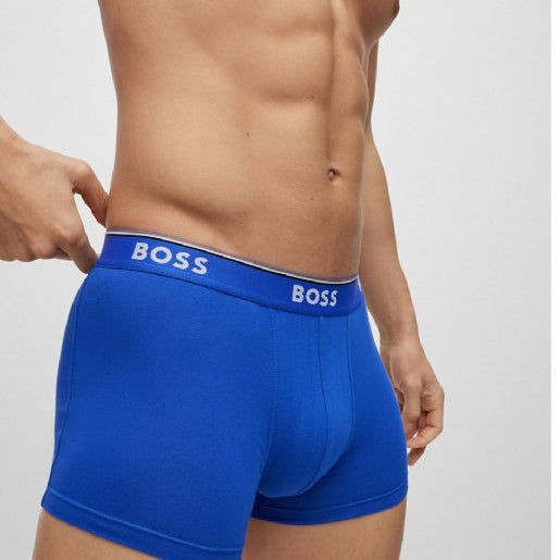Boss 3 Pack of Stretch-Cotton Trunks - Black/Blue/Green