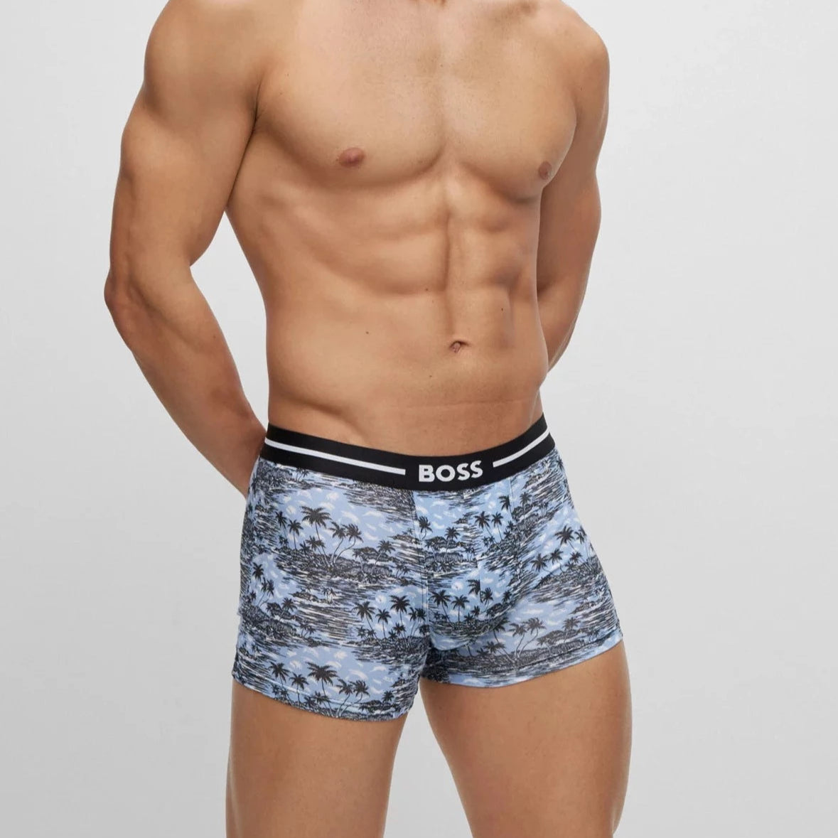 Boss 3 Pack of Stretch-Cotton Trunks - Blue Patterned