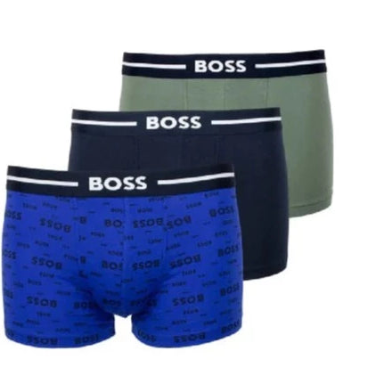 Boss 3 Pack of Stretch-Cotton Trunks - Blue, Black, Green