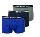 Boss 3 Pack of Stretch-Cotton Trunks - Blue, Black, Green