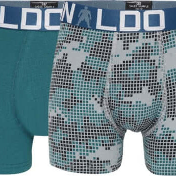 CR7 2-Pack Boy's Cotton Boxer Shorts Trunks - Green / Grey Print