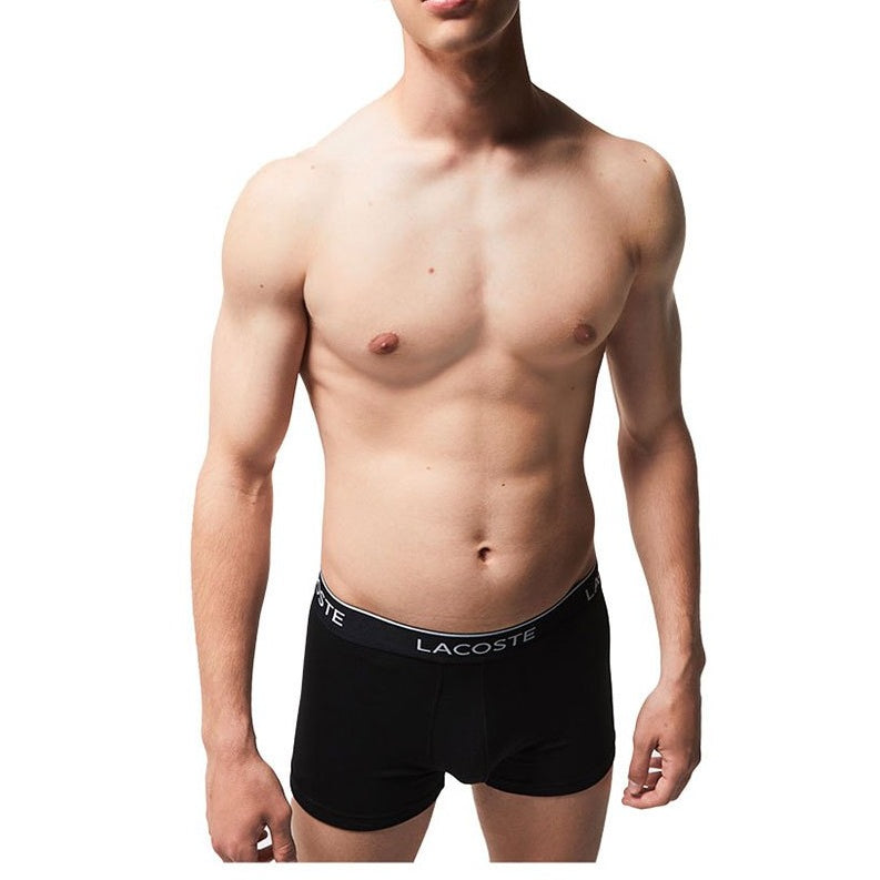 Lacoste Pack Of 3 Casual Black Cotton Stretch Trunks
