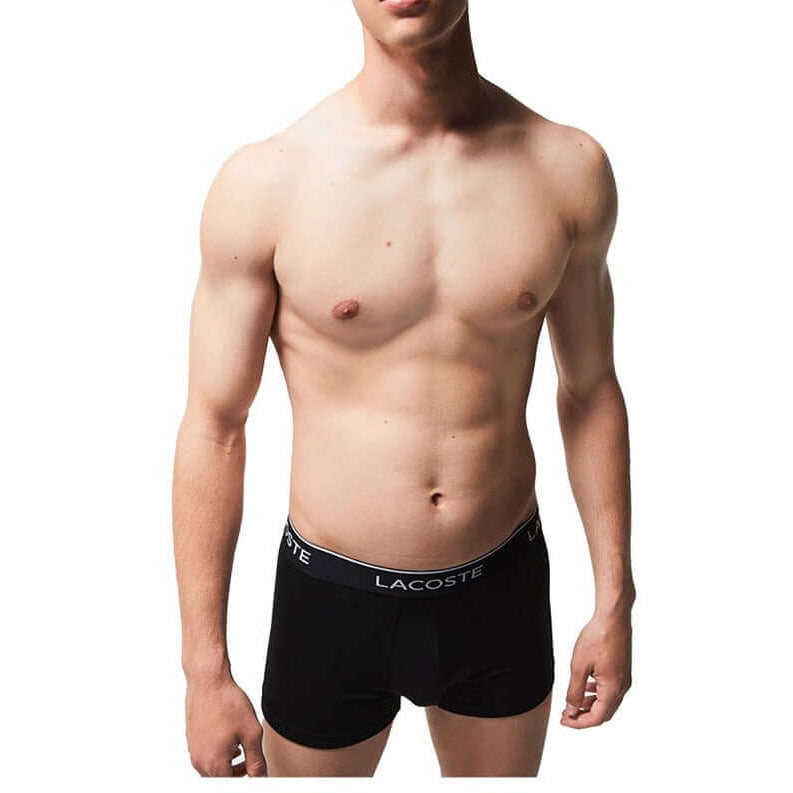 Lacoste Pack Of 3 Casual Black Cotton Stretch Trunks
