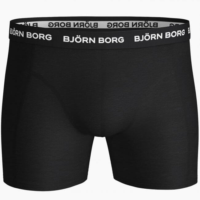 Bjorn Borg Solid Essential Boxer Shorts 5 Pack- Black with White waistband