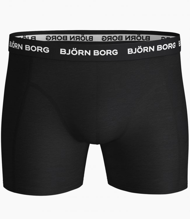 Bjorn Borg Solid Essential Boxer Shorts 5 Pack- Black with White waistband