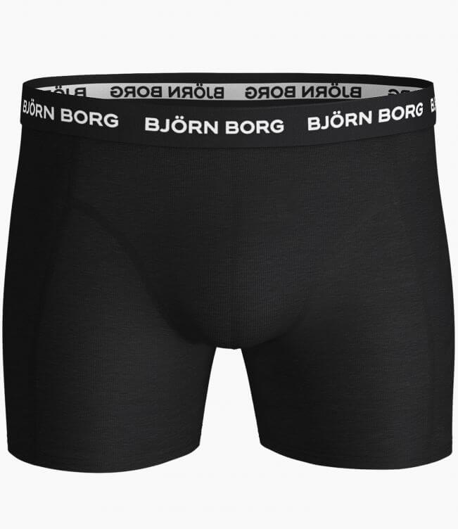 Bjorn Borg Solid Essential Boxer Shorts 5 Pack- Black with White waistband