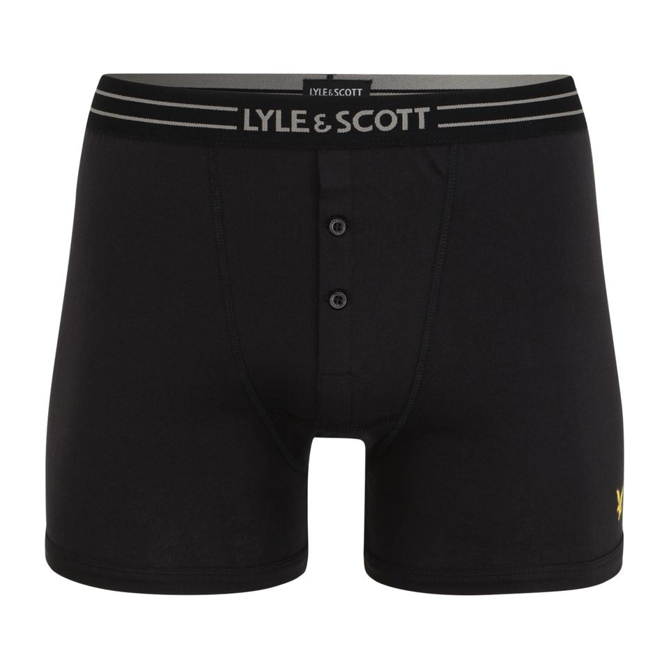 Lyle & Scott 3 Pack Lewis Men's Button Fly Boxer Trunks - Black