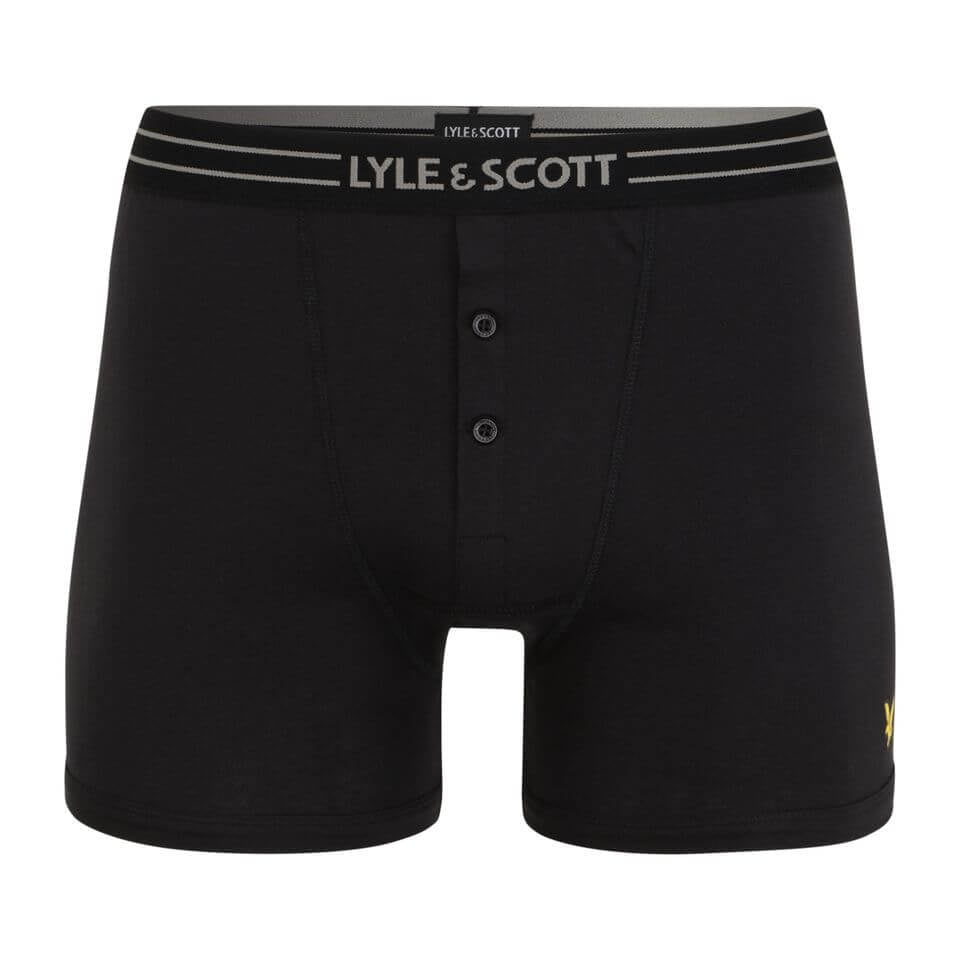 Lyle & Scott 3 Pack Lewis Men's Button Fly Boxer Trunks - Black