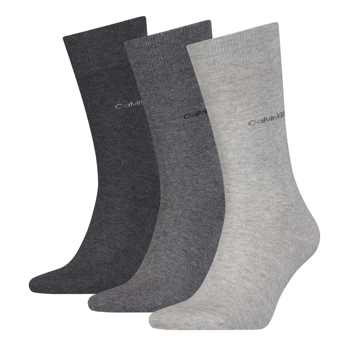 Calvin Klein 3 Pack Crew Socks - One Size, Grey Combo
