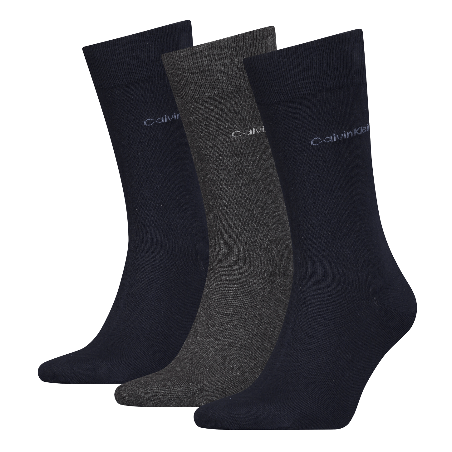 Calvin Klein 3 Pack Crew Socks - One Size, Navy/Dark Grey
