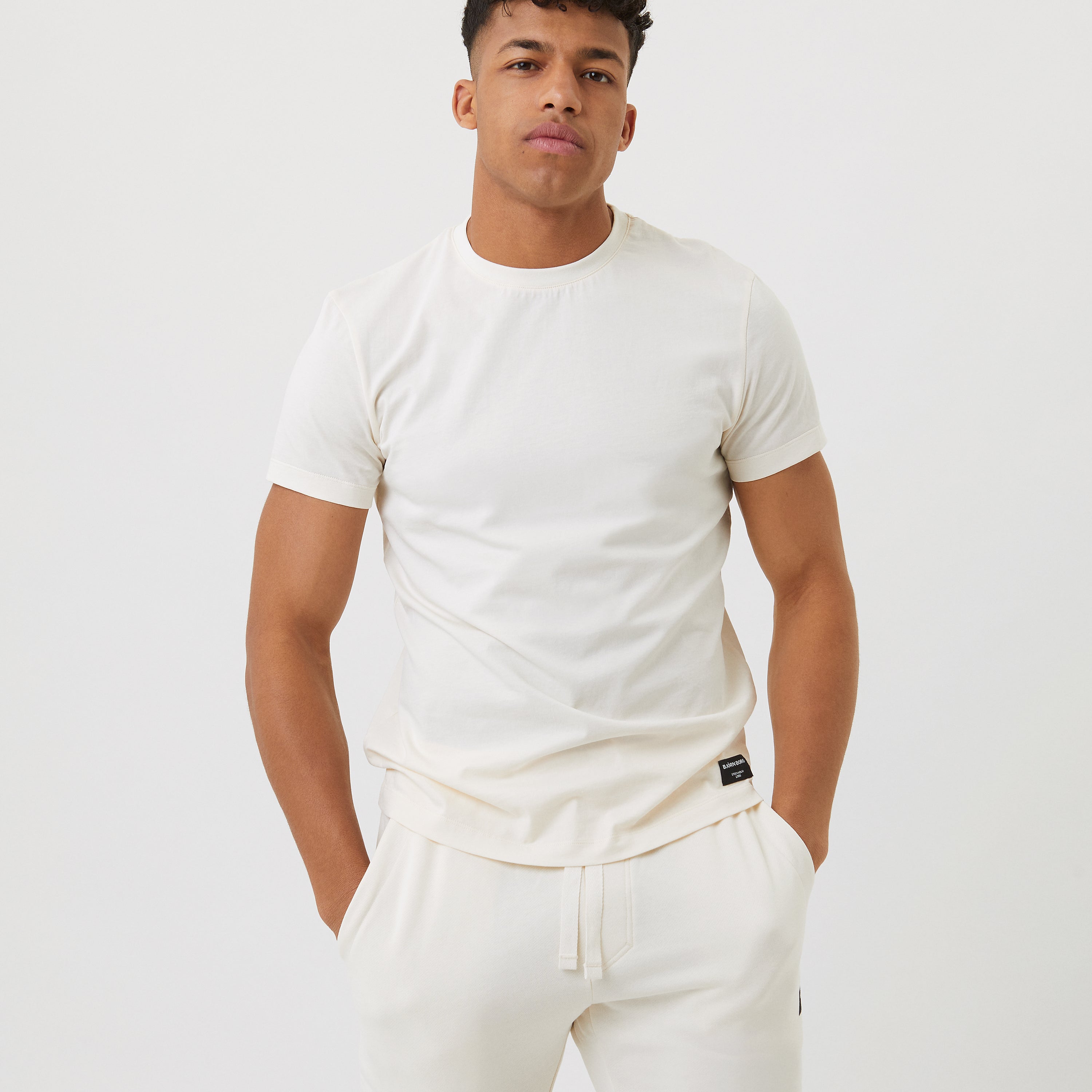 Björn Borg Mens Cotton Centre T-Shirt - Egret